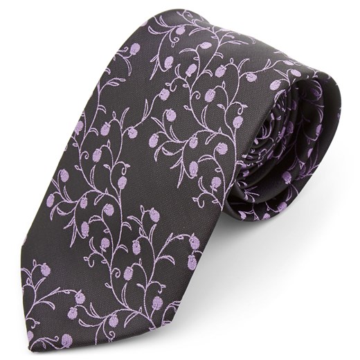 Szeroki ciemnofioletowo-lawendowy krawat z poliestru