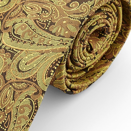 Złoty krawat z poliestru we wzór paisley