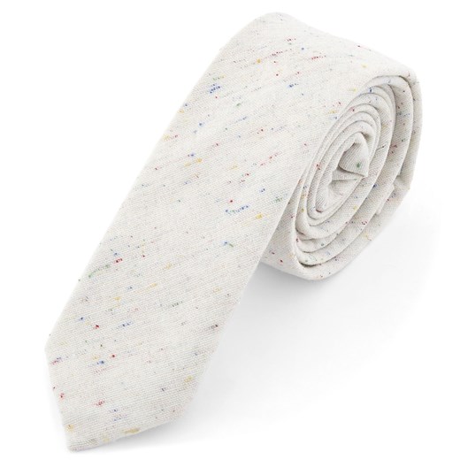Biały lniany krawat