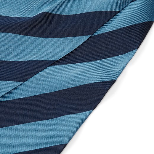 Niebiesko-ciemnogranatowy krawat jedwabny w paski
