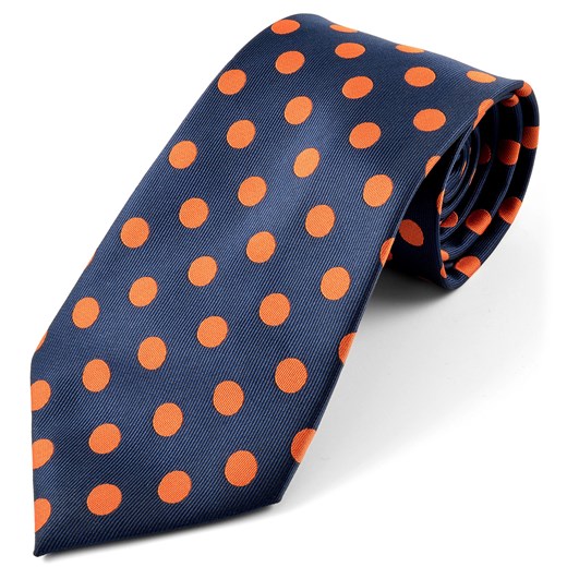 Jedwabny krawat w pomarańczowe groszki