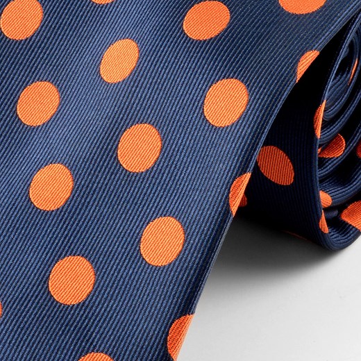 Jedwabny krawat w pomarańczowe groszki