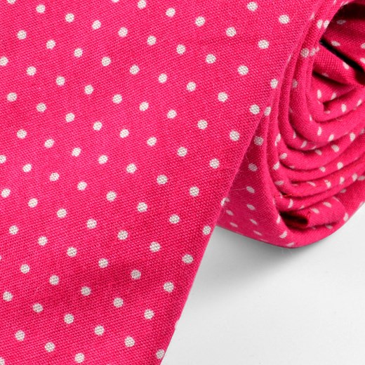 Różowy bawełniany krawat w kropki