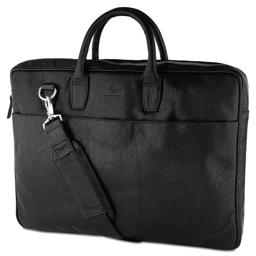 Smukła biznesowa czarna skórzana torba 17" Montreal