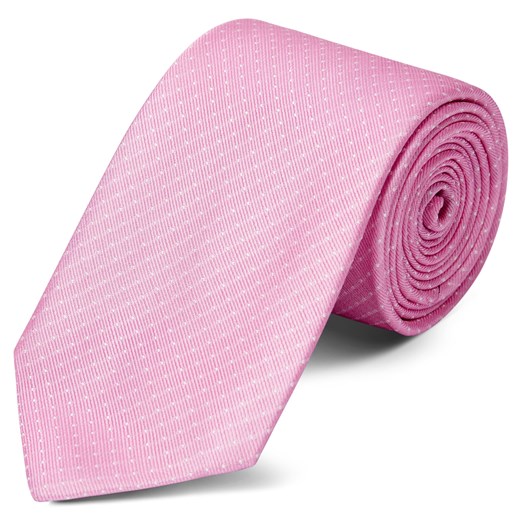 Różowy krawat jedwabny w kropki 8 cm