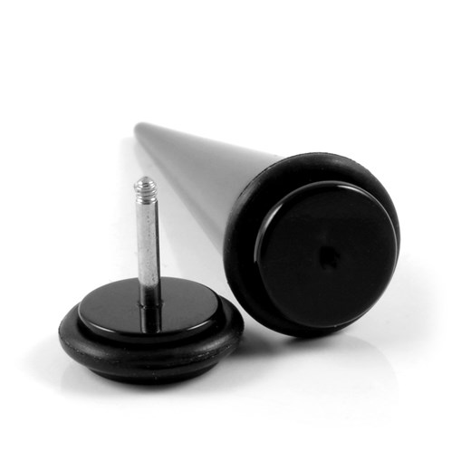 Czarny fałszywy kolczyk stożek 8 mm