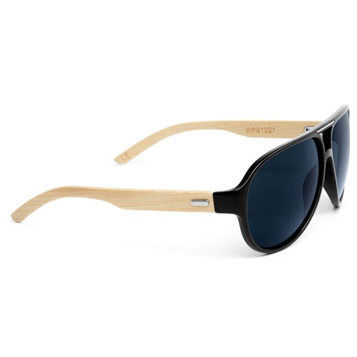 Czarno-beżowe bambusowe przydymiane okulary przeciwsłoneczne