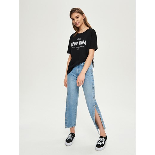 Sinsay - T-shirt z nadrukiem new york - Czarny Sinsay XS