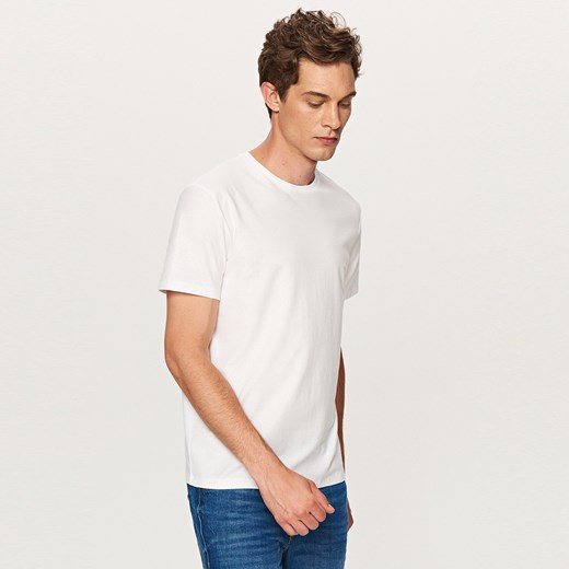 Reserved - T-shirt o prążkowanej fakturze - Biały Reserved  XXL 