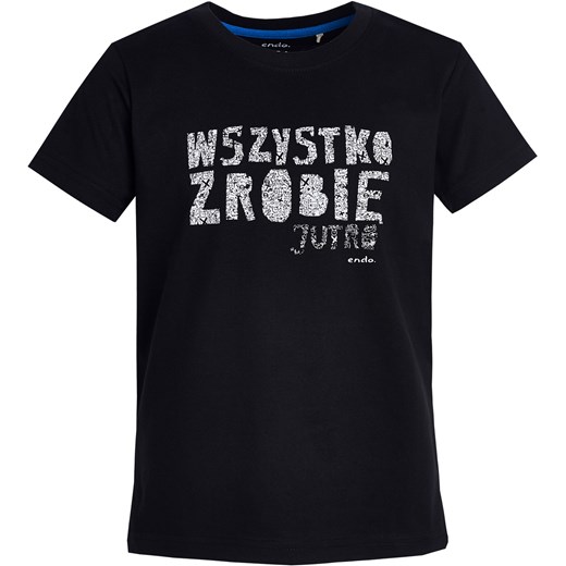 T-shirt z krótkim rękawem dla chłopca 9- 13 lat Endo czarny 146 endo.pl