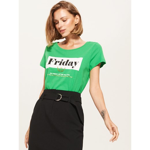 House - T-shirt z napisem friday - Zielony House  XS 