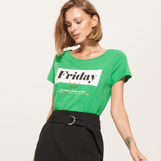 House - T-shirt z napisem friday - Zielony  House M 