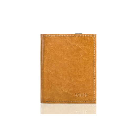 Jasno brązowe skórzane portfel etui na paszport SOLIER  ALEXANDRIA