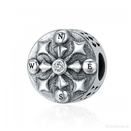 D917 Róża wiatrów charms koralik beads srebro 925