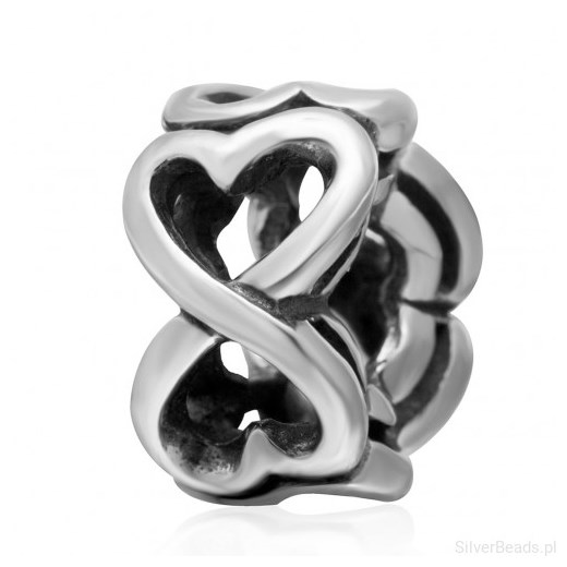 D828 Serce charms koralik beads srebro 925
