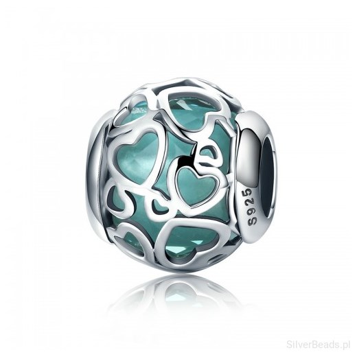 D893 Serce charms koralik beads srebro 925