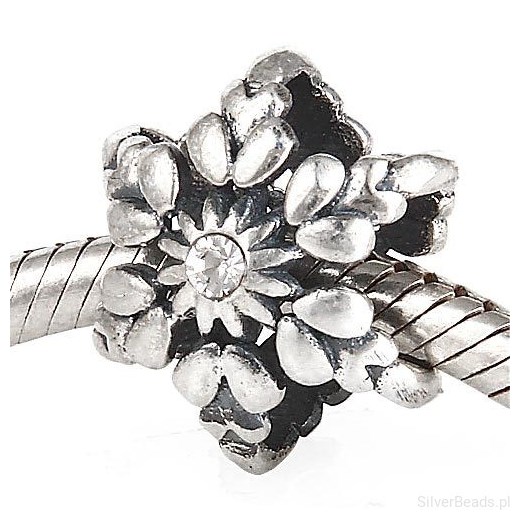 D329 Kwiat charms koralik beads srebro 925