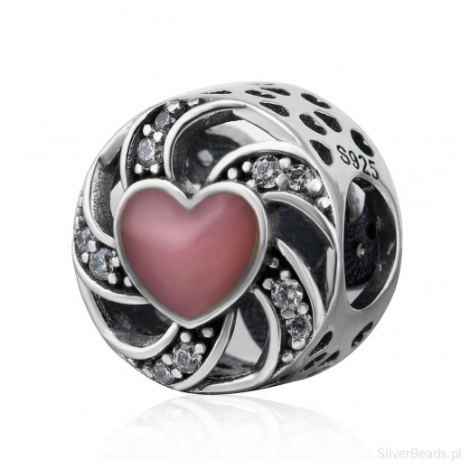 D905 Serce charms koralik beads srebro 925