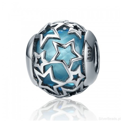 D943 Gwiazdy charms koralik beads srebro 925