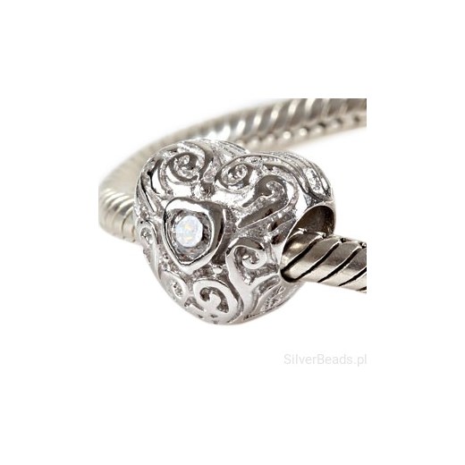D196 Serce charms koralik beads srebro 925