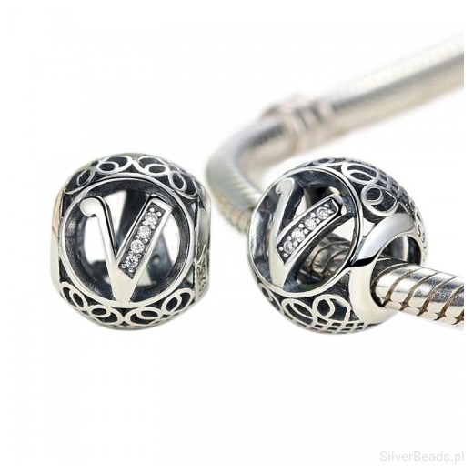 D870 Litera V charms koralik beads srebro 925