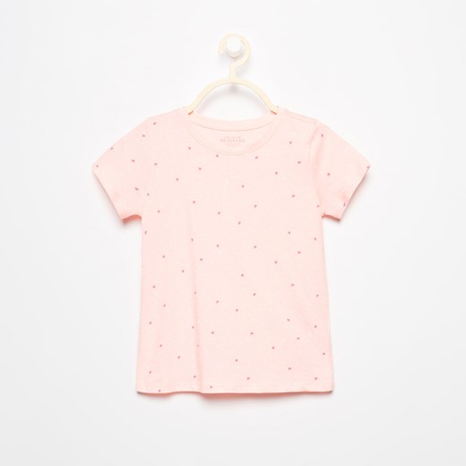 Reserved - T-shirt z delikatnym nadrukiem - Różowy Reserved  92 