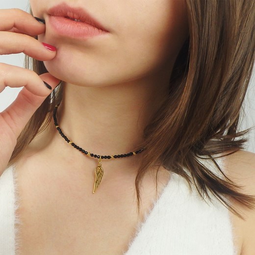 Naszyjnik Choker Onyks ze Skrzydłem  Perlove  Biżuteria-Perlove