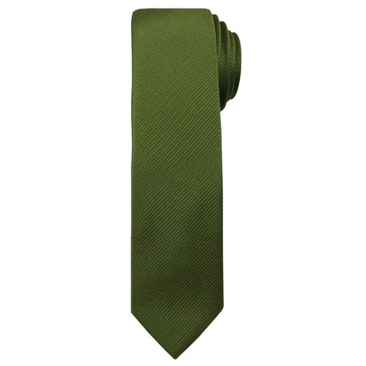 Jednokolorowy Krawat Męski, Śledź - 5 cm - Angelo di Monti, Zieleń Mundurowa KRADM1411 ze sklepu JegoSzafa.pl w kategorii Krawaty - zdjęcie 54507280