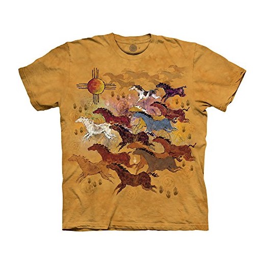 Mountain unisex dorośli koń and przeciwsłoneczne Indianie T-Shirt, kolor: żółty
