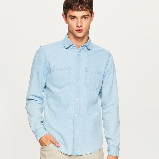 Reserved - Jeansowa koszula slim fit - Niebieski  Reserved L 