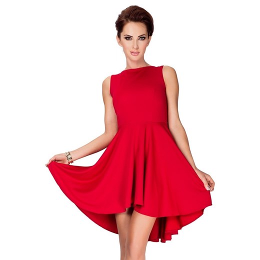 33-2 Lacosta - Ekskluzywna sukienka z dłuższym tyłem - Czerwony  Numoco L MyButik.pl