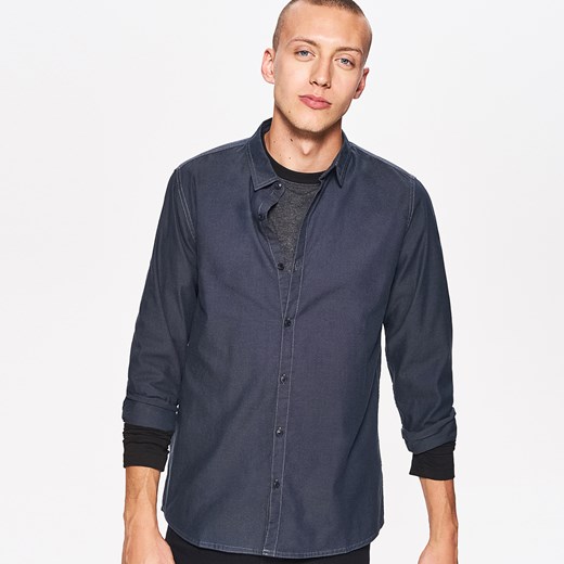 Cropp - Gładka koszula basic slim fit - Szary  Cropp XL 
