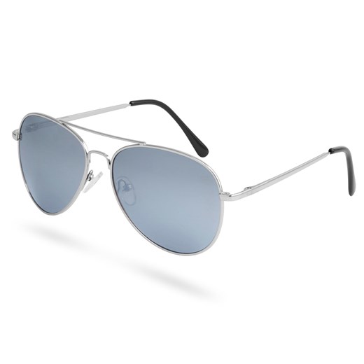Srebrne lustrzane okulary przeciwsłoneczne pilotki  Trendhim  