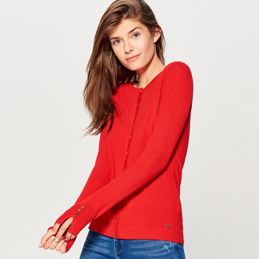 Mohito - Dopasowany sweter z zapięciem na guziki - Czerwony Mohito  XL 
