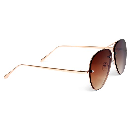 Złoto-brązowe okulary przeciwsłoneczne pilotki Trendhim   