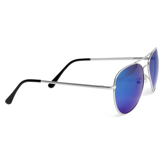 Srebrno-niebieskie lustrzane okulary przeciwsłoneczne pilotki Trendhim   