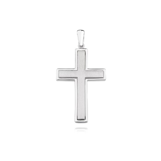 Elegancki duży rodowany srebrny piaskowany satynowany krzyżyk krzyż srebro 925 KS0207C  Sentiell  Valerio.pl