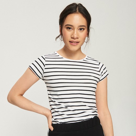 Sinsay - T-shirt w paski - Biały Sinsay XXL