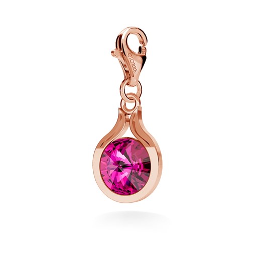 SREBRNY CHARMS SWAROVSKI RIVOLI 10MM 925 : Kolor kryształu SWAROVSKI - Fuchsia, Kolor pokrycia srebra - Pokrycie Różowym 18K Złotem  Giorre  