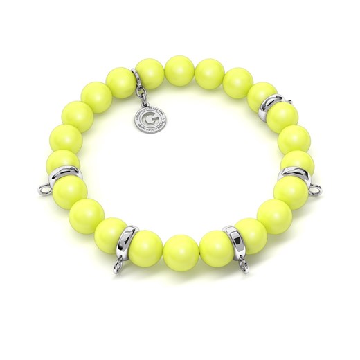 ELASTYCZNA SREBRNA BRANSOLETKA PERŁY SWAROVSKI 925 : Kolor pokrycia srebra - Pokrycie Jasnym Rodem, Obwód - ~16,5 cm, Perła - SWAROVSKI NEON YELLOW  Giorre  