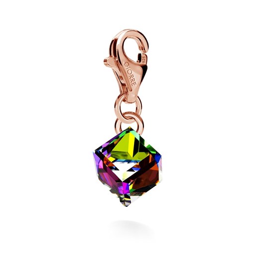 SREBRNY CHARMS KAMIEŃ SWAROVSKI 925 : Kolor kryształu SWAROVSKI - Crystal VM, Kolor pokrycia srebra - Pokrycie Różowym 18K Złotem Giorre   
