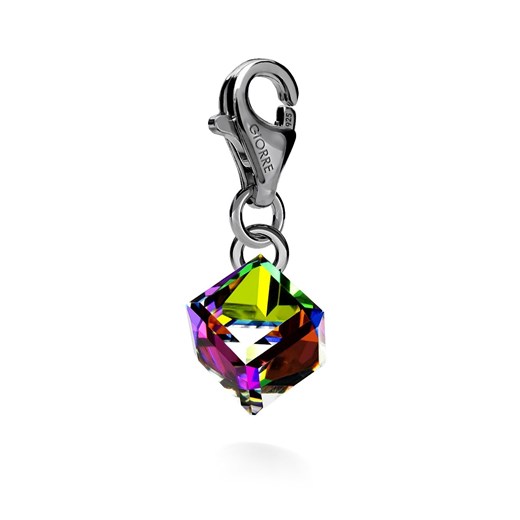 SREBRNY CHARMS KAMIEŃ SWAROVSKI 925 : Kolor kryształu SWAROVSKI - Crystal VM, Kolor pokrycia srebra - Pokrycie Czarnym Rodem  Giorre  