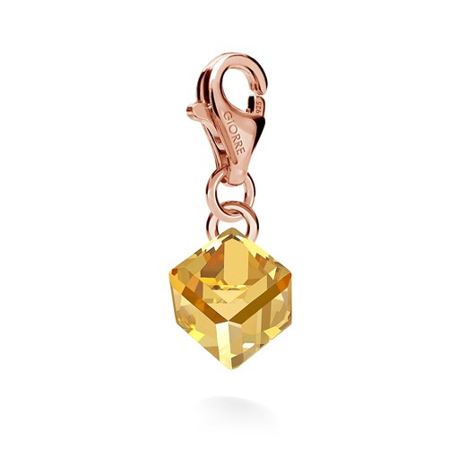 SREBRNY CHARMS KAMIEŃ SWAROVSKI 925 : Kolor kryształu SWAROVSKI - Crystal Golden Shadow, Kolor pokrycia srebra - Pokrycie Różowym 18K Złotem  Giorre  