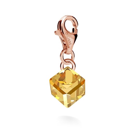 SREBRNY CHARMS KAMIEŃ SWAROVSKI 925 : Kolor kryształu SWAROVSKI - Crystal Golden Shadow, Kolor pokrycia srebra - Pokrycie Różowym 18K Złotem Giorre
