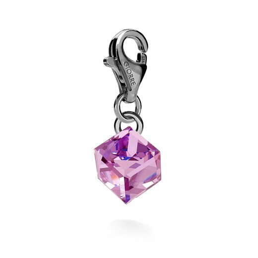 SREBRNY CHARMS KAMIEŃ SWAROVSKI 925 : Kolor kryształu SWAROVSKI - Violet, Kolor pokrycia srebra - Pokrycie Czarnym Rodem Giorre   