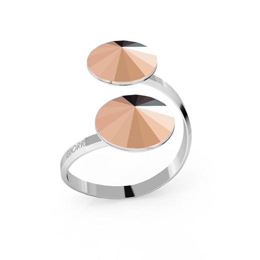 SREBRNY PIERŚCIONEK SWAROVSKI RIVOLI 12MM 925 : Kolor kryształu SWAROVSKI - Rose Gold, Kolor pokrycia srebra - Pokrycie Jasnym Rodem  Giorre  