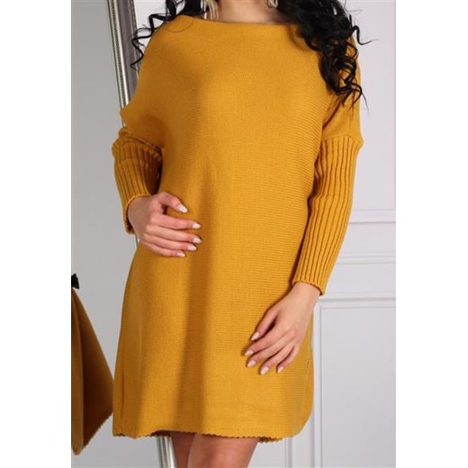 Sweter długi musztardowy One Size Soda