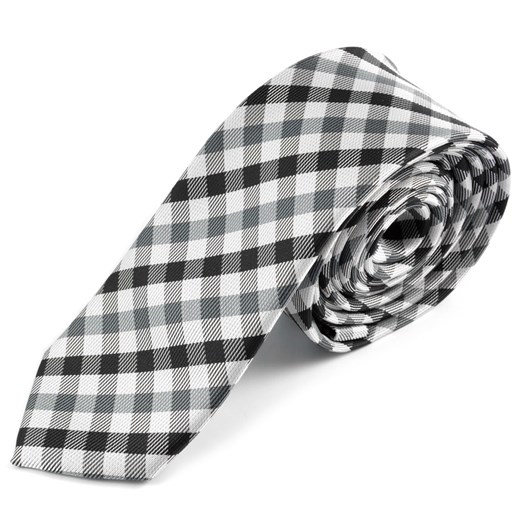 Czarno-biały krawat w kratkę  Trendhim  