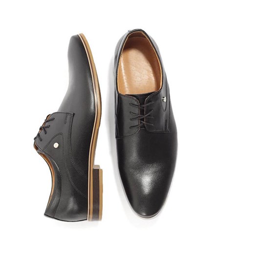 Klasyczne buty wizytowe z kontrastową podeszwą Thomas czarne