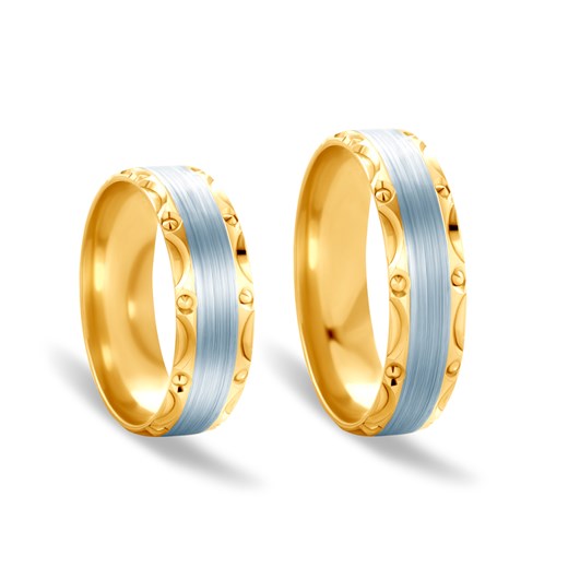 Obrączki ślubne: dwukolorowe złoto, okrągłe, 6 mm